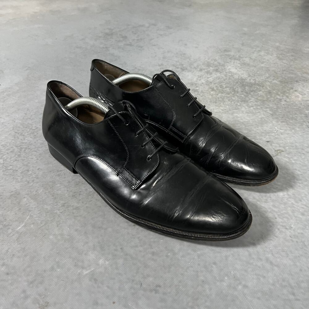 Pierre Cardin Black Leather Derby Dress Shoes Size: 44/10.5M